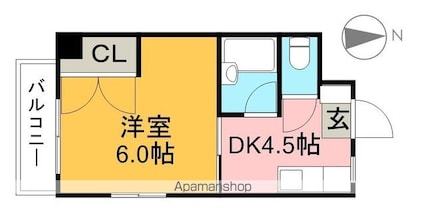 ハイツ森本[1DK/23.96m2]の間取図