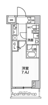 ジェノヴィア阪東橋スカイガーデン[1K/23.63m2]の間取図