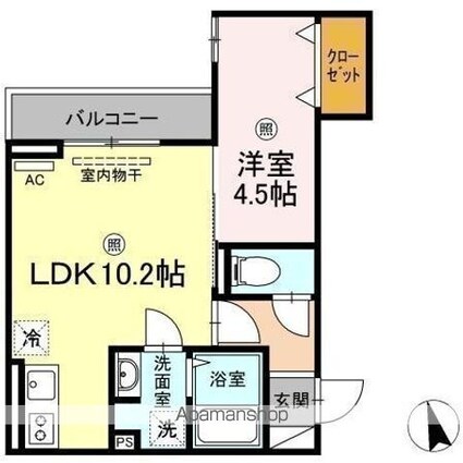 ベイ　ブランシェ老松[1LDK/36.07m2]の間取図