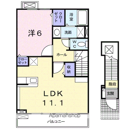ペスカ・砂山[1LDK/46.09m2]の間取図