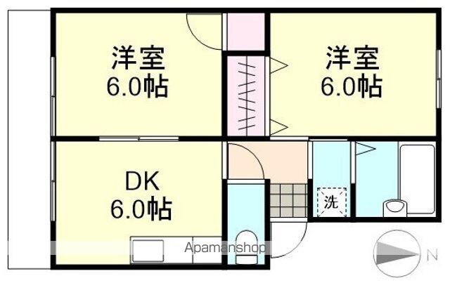 プレジール富井　Ａ棟[2DK/40.93m2]の間取図