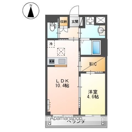 カルム蔵前[1LDK/40m2]の間取図
