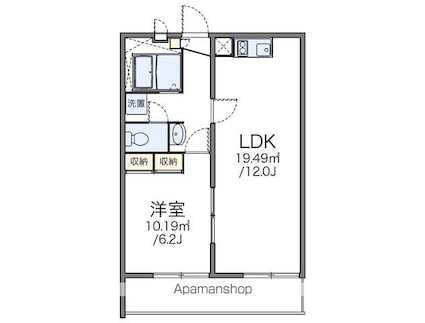 レオパレス下連雀[1LDK/39.74m2]の間取図
