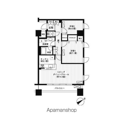 ＬＯＯＰーＭ[2LDK/69.45m2]の間取図