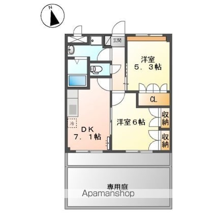 グリーンヒルズ曙[2DK/45.36m2]の間取図