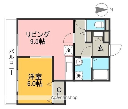 ビレッジ北久保　Ｃ棟[1LDK/40.24m2]の間取図