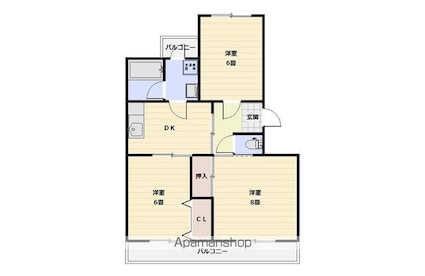 ハイツ福寿園[3DK/63.64m2]の間取図