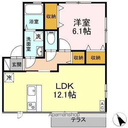 メゾンベール[1LDK/45.35m2]の間取図