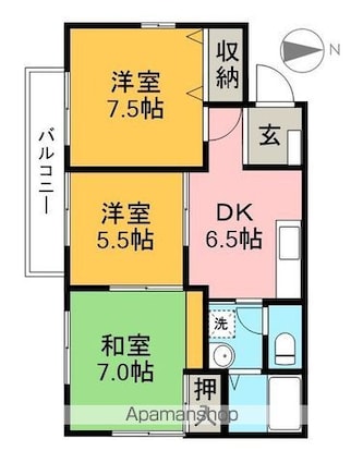 グリーンゲイブル[3DK/57.72m2]の間取図