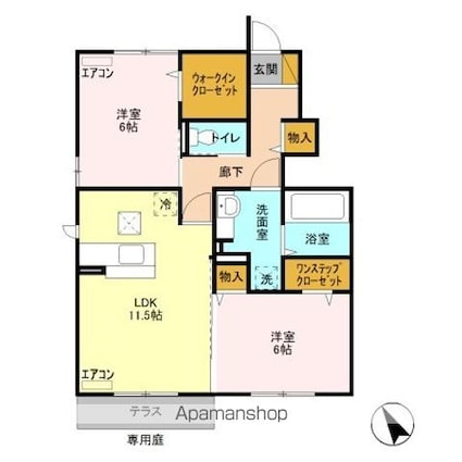 グラン・リーオ　Ｃ[2LDK/61.67m2]の間取図