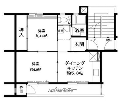 ビレッジハウス鳴滝３４号棟[2DK/38.18m2]の間取図