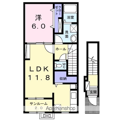 サンフラワーＢ[1LDK/52.37m2]の間取図