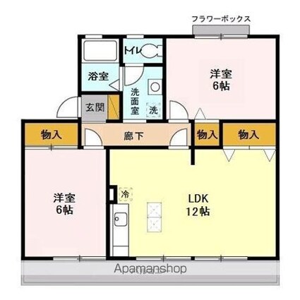 カーサみつわ台　Ｉ[2LDK/55.39m2]の間取図