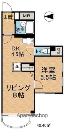 センターイン伊勢町[1LDK/40.46m2]の間取図