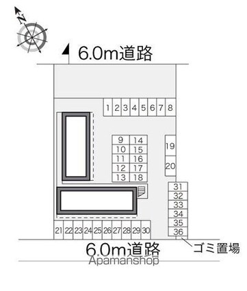 レオパレスアサクラⅢ[1K/23.18m2]の配置図
