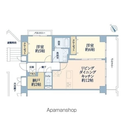 ボヌール東池袋[2SLDK/60.77m2]の間取図