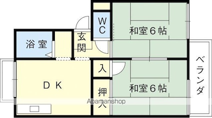 和歌山県和歌山市栄谷[2DK/39.66m2]の間取図