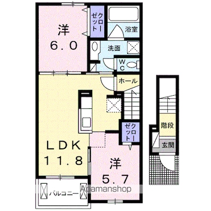 エーリ・フノマージュ[2LDK/56.68m2]の間取図