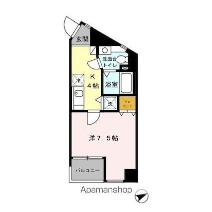 ＣＯＬＯＲＳ　ＧＡＲＤＥＮ　桜上水[1K/29.66m2]の間取図