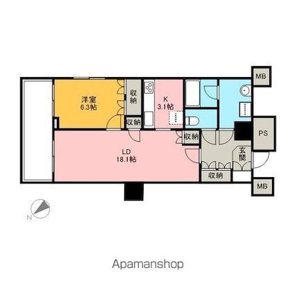 ＴＨＥ　ＴＯＫＹＯ　ＴＯＷＥＲＳ　ＭＩＤＴＯＷＥＲ[1LDK/52.32m2]の間取図