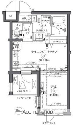 東京都中野区中央１丁目[1DK/28.44m2]の間取図