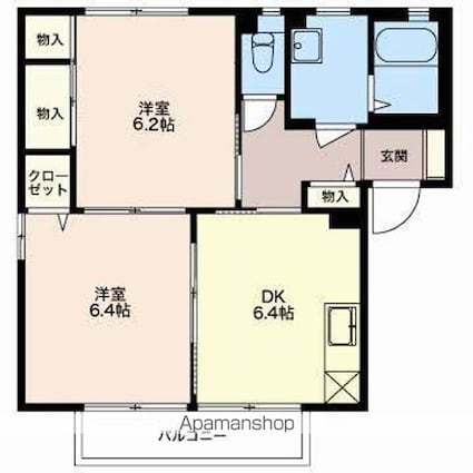 ディアスポム[2DK/47.07m2]の間取図