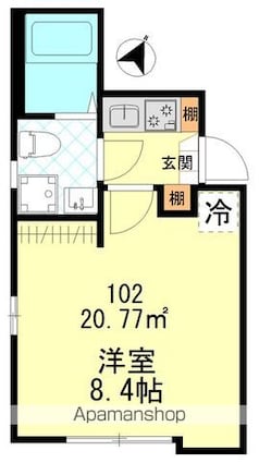 ザ・ハウス小岩[1K/20.77m2]の間取図