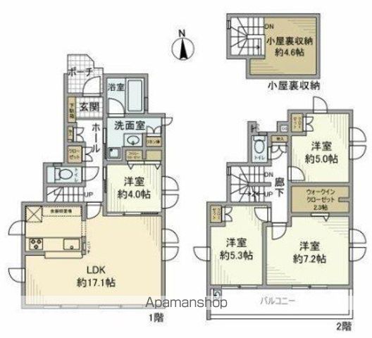 中央本線 東小金井駅 徒歩14分 2階建 築7年の間取り写真