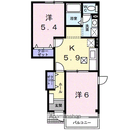和歌山県御坊市塩屋町北塩屋[2DK/42.77m2]の間取図