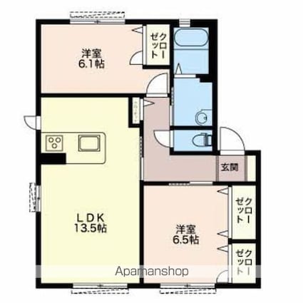 ＭＡＳＴＴＯＷＮ島内[2LDK/61.6m2]の間取図