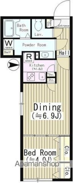 Ｂｒａｎｃｈｅ　ＪＩＹＵＧＡＯＫＡ[1LDK/33.72m2]の間取図