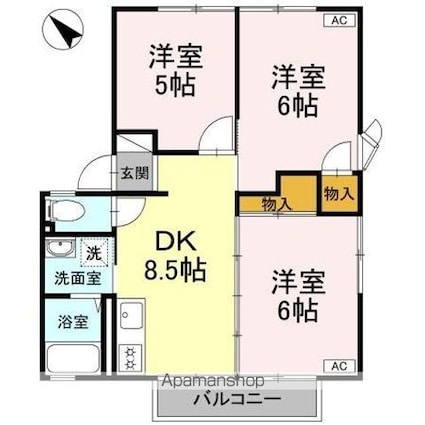 フレグランスＡＰ[3DK/46.63m2]の間取図