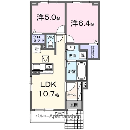 フィオーレ・ピアッツァ[2LDK/50.47m2]の間取図