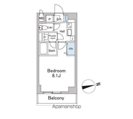 ＫＤＸレジデンス桜上水[1K/25.2m2]の間取図