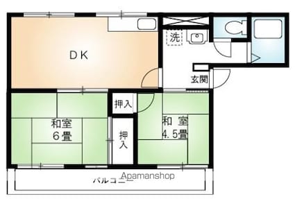 シティハイム東青梅２号[2LDK/45.02m2]の間取図