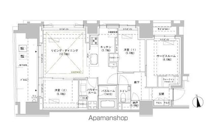 パークスフィア牛込神楽坂[2SLDK/70.8m2]の間取図