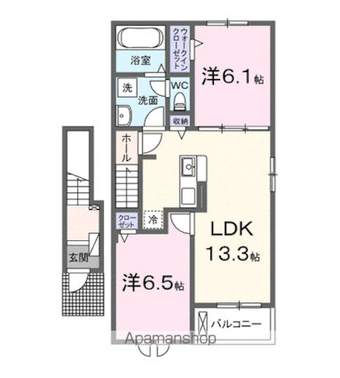 今津町アパート　　　　　　　　　　　　　　　　　　　　　　　[2LDK/59.55m2]の間取図