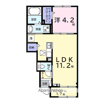 ヒカルサ市原姉ヶ崎ウエスト[1LDK/39.17m2]の間取図