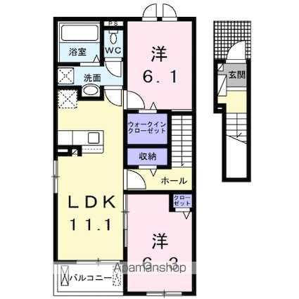 パディーエステート中ノ原　Ａ[2LDK/58.6m2]の間取図