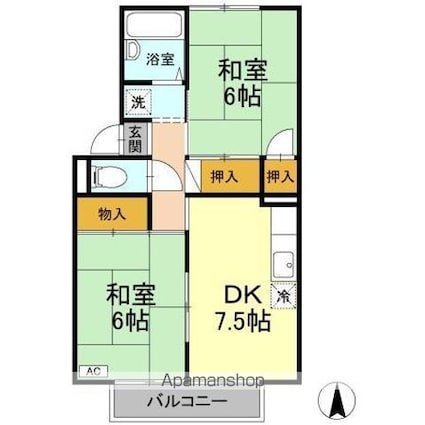 ラフィーネ　Ａ棟[2DK/45m2]の間取図