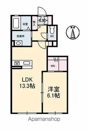 ハピネス浜[1LDK/46.93m2]の間取図