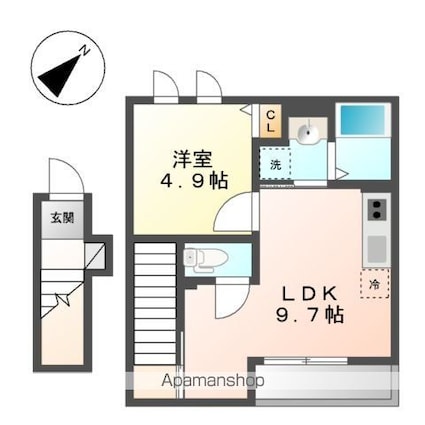カサフェンテ・ムート[1LDK/37.71m2]の間取図