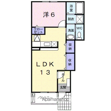 プレシャスコートＫ西浜[1LDK/46.37m2]の間取図