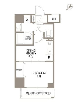 エスティメゾン赤羽Ⅱ[1DK/25.08m2]の間取図