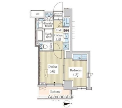 パークアクシス高田馬場テラス[1DK/31.7m2]の間取図