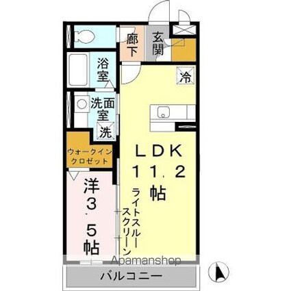 サウスメゾンひまわり[1LDK/37.53m2]の間取図