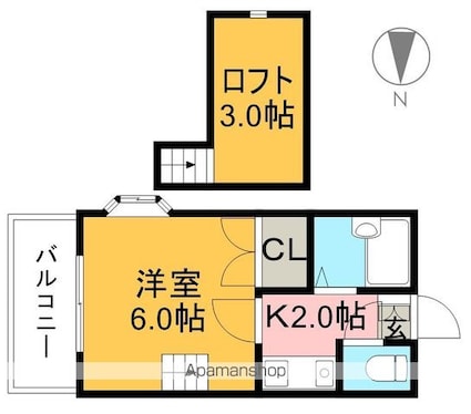 高知県高知市幸町[1K/18.13m2]の間取図