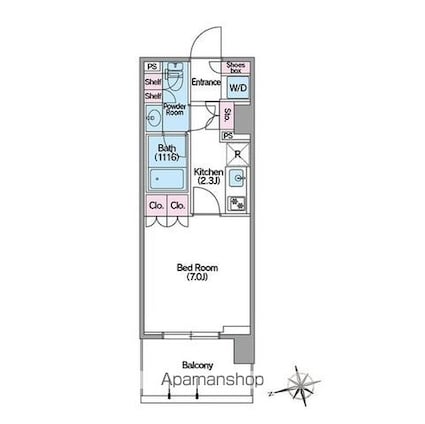 コンフォリア東新宿ステーションフロント[1K/25.92m2]の間取図