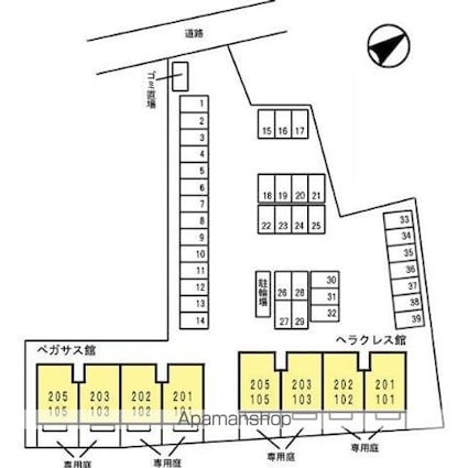 スターパレス下松　ペガサス館[1LDK/40.43m2]の配置図