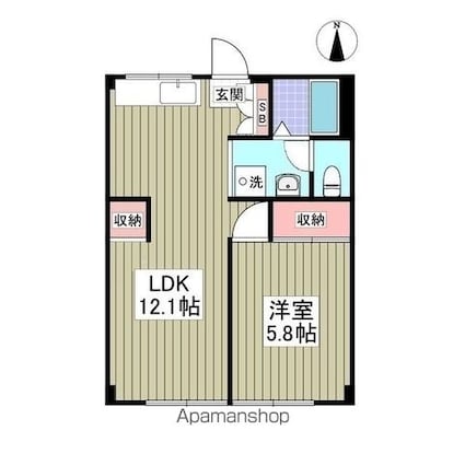 グリーンハイツホリ[1LDK/38.88m2]の間取図